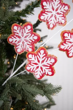 26” Iced Red and White Snowflake Spray