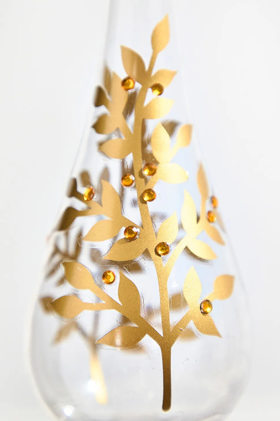 8" - 9" Icicle Glass Ornament with Gold Leaf Detail