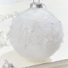 4" - 5.5" Icy Beaded White Glass Ornament