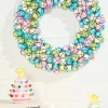 12" Jingle Bell Wreath with Ribbon - Pastel