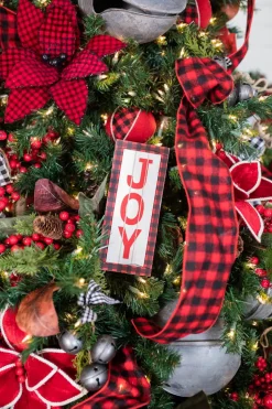 9.4” L Buffalo Check Wood Holiday Sign