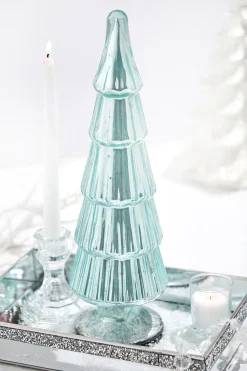 15" Light Blue Mercury Glass Tabletop Tree