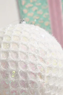6" Mesh Ball Ornament - White