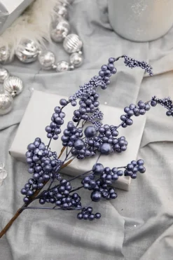 18” Metallic Dew Berry Spray - Navy