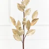 24" Metallic Gold Pomegranate Leaf Spray
