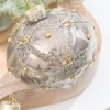 4" Metallic Taupe & Glitter Glass Ornament