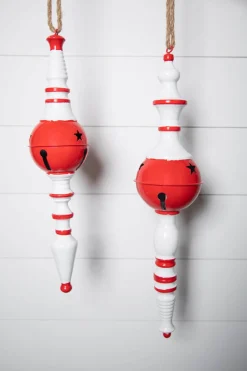 20" Metal Peppermint Holiday Finial Ornament - Small