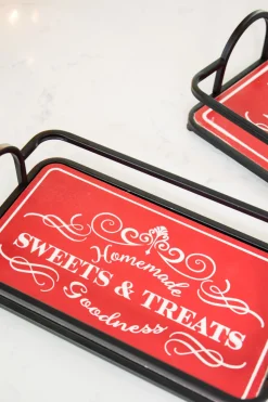 Metal & Wood Engraved Holiday Trays - Set of 2