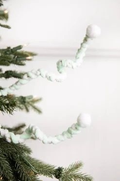 25” Mini Cottonball Peppermint Christmas Spray - Green/White