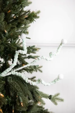 25” Mini Cottonball Peppermint Christmas Spray - Green/White