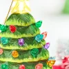 3" Mini Nostalgic Tree Ornaments - Green with Multi Lights