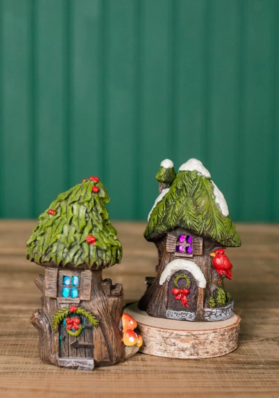 4.5” Mini Resin Light Up Holly Tree House