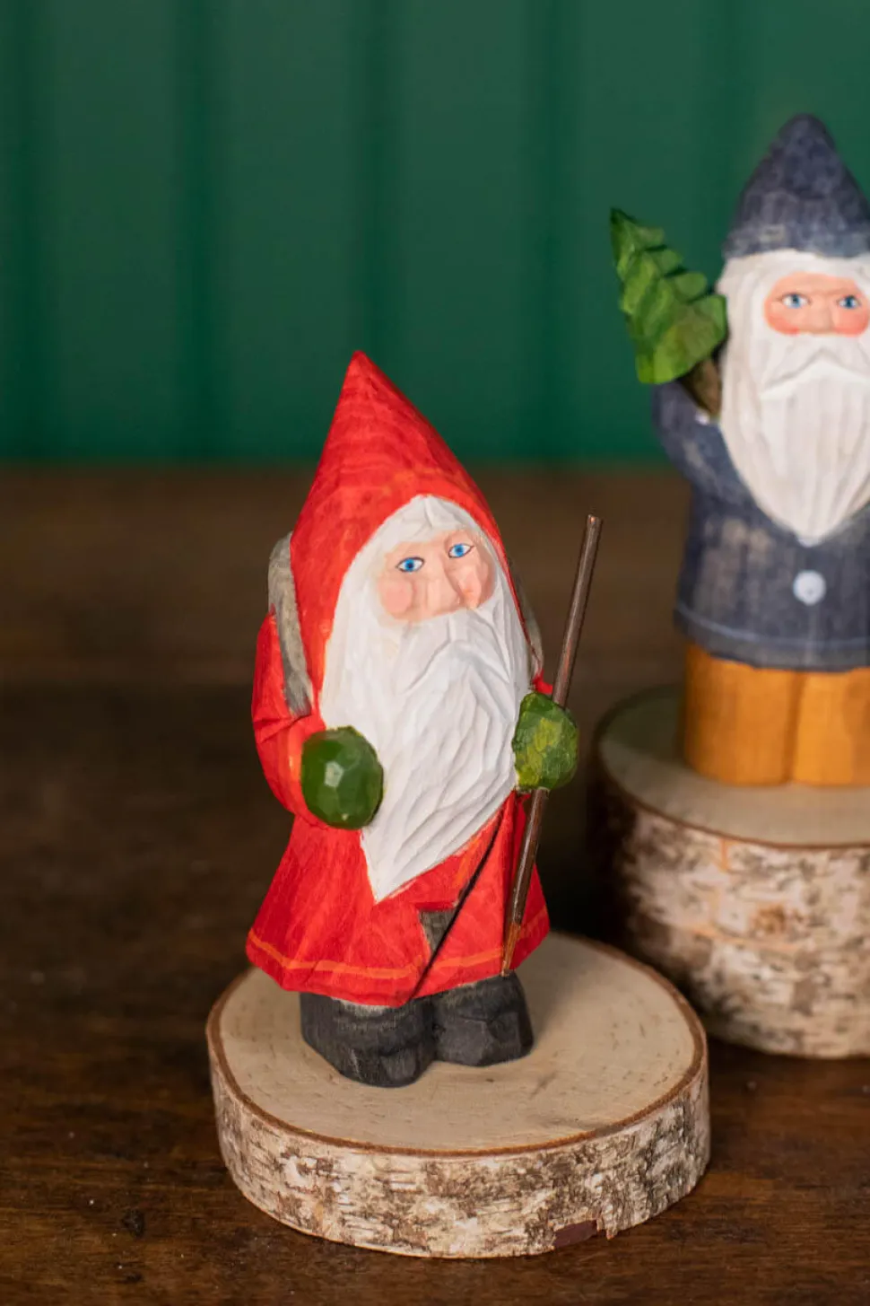 5" Mini Wood Vintage Santa Ornament