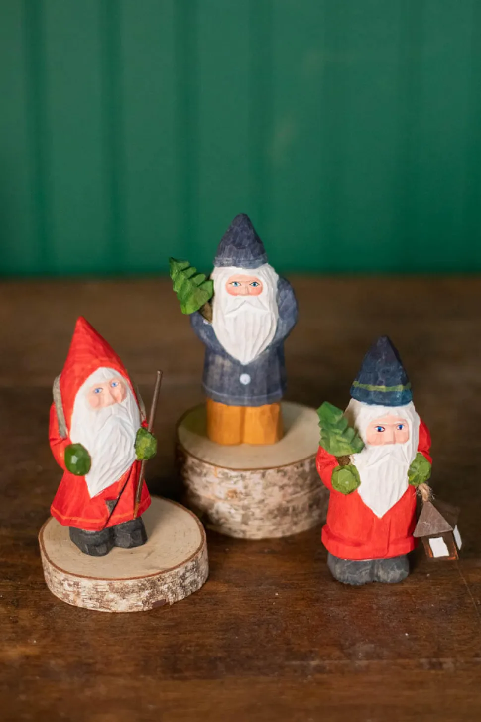 5" Mini Wood Vintage Santa Ornament