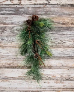 28” Mixed Pine Teardrop with Pinecones and Twigs