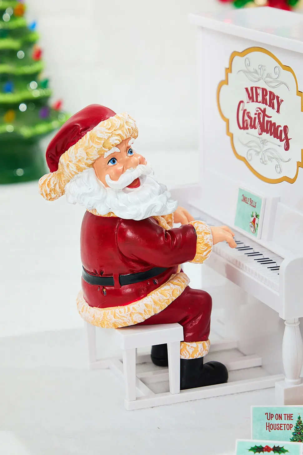 10" Mr. Christmas Sing Along Santa W/ 12 Song Sheets