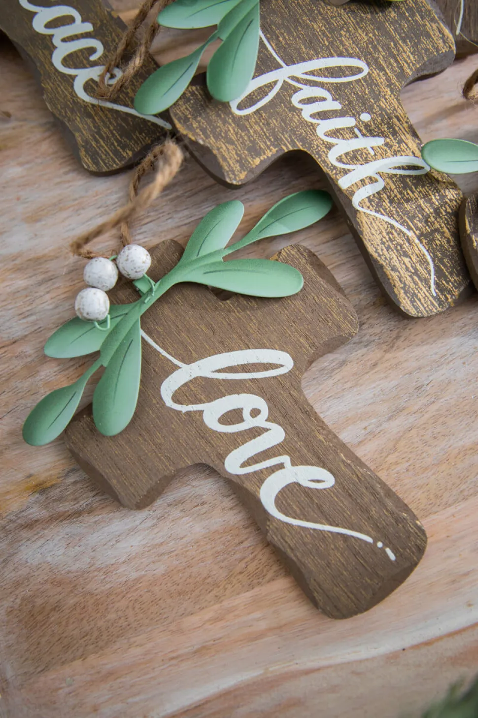 6" Natural Wood Cross Ornament