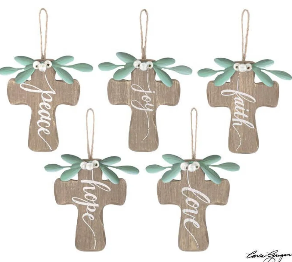 6" Natural Wood Cross Ornament