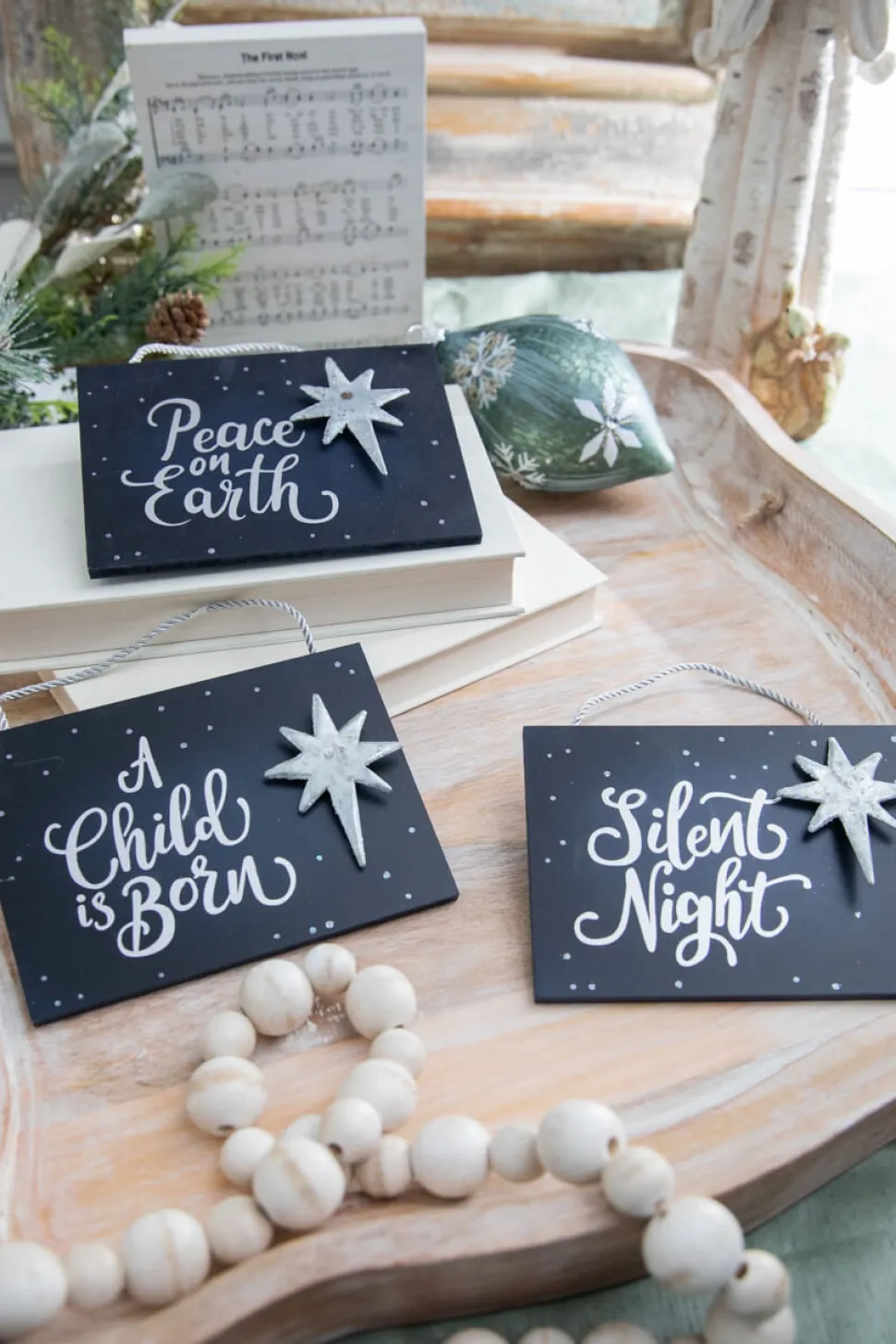 4.5" Navy Holy Night Plaque Ornament