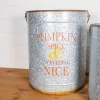 20” Nesting Galvanized Metal Pumpkin Spice Buckets - Set of 2