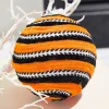5" Orange Velvet Stripe Ball Ornament