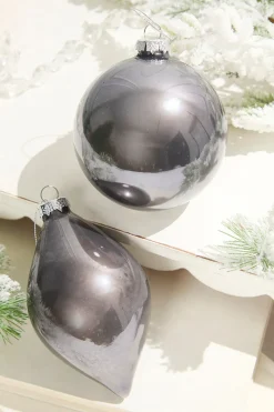 4" - 6" Pewter Glass Finial and Ball Ornaments