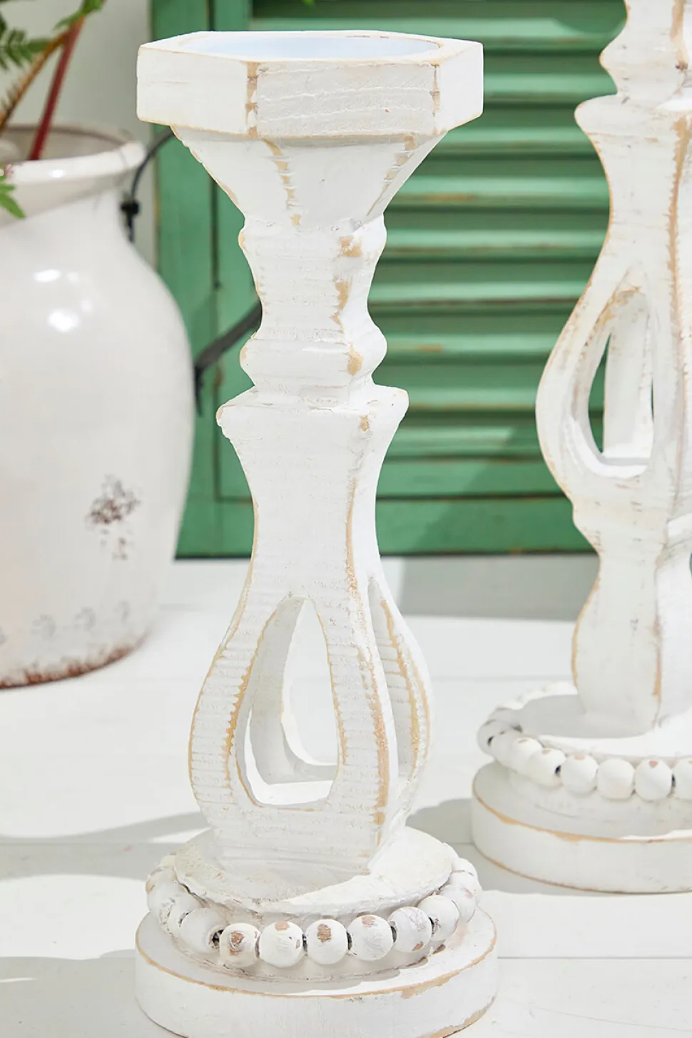 13"-16” Pillar Wood Candle Holder Set