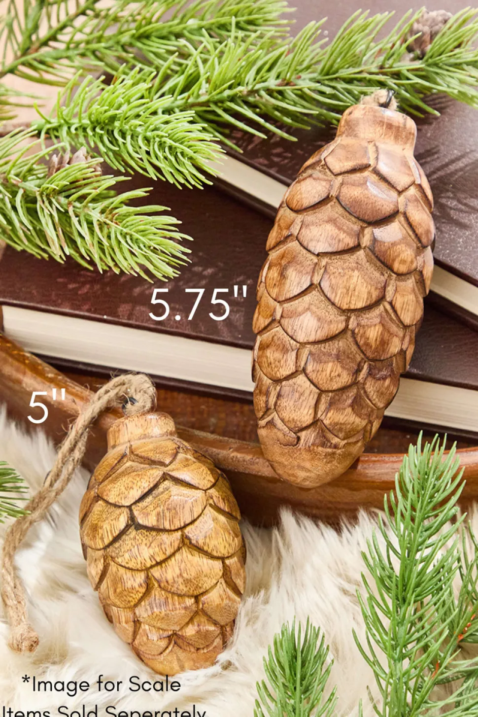 5.75" Pinecone Wood Ornament