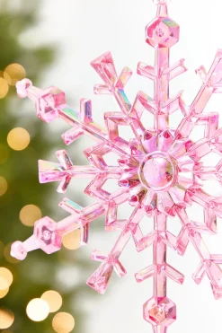 8" Pink Iridescent Snowflake Ornament
