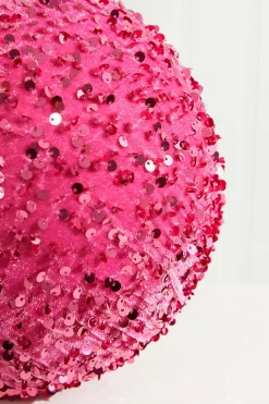 8" Pink Sequin Ball Ornament