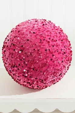 8" Pink Sequin Ball Ornament