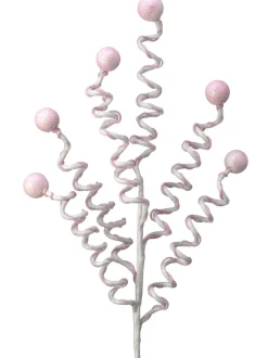 25” Pink & White Velvet Corkscrew Spray