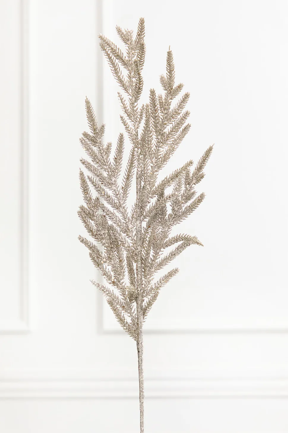 33" Platinum Glitter Fern Spray