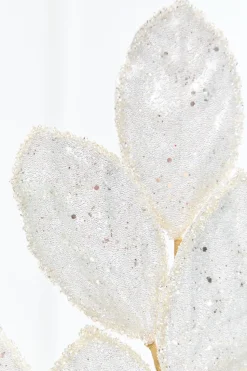 27" Platinum Glitter Leaf Spray