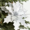 21" Platinum Velvet Sheer Sequin Poinsettia