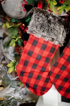 23” Red and Black Buffalo Plaid Stockings