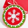8" Red and White and Green Snowflake Ornament