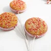 28” Red and White Peppermint Stripe Macaron Waffle Spray