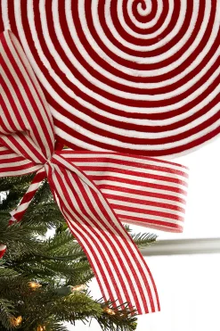 33.5" Red and White Peppermint with Bow Spray