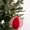 4” Red and White Stripe Ornament Ball