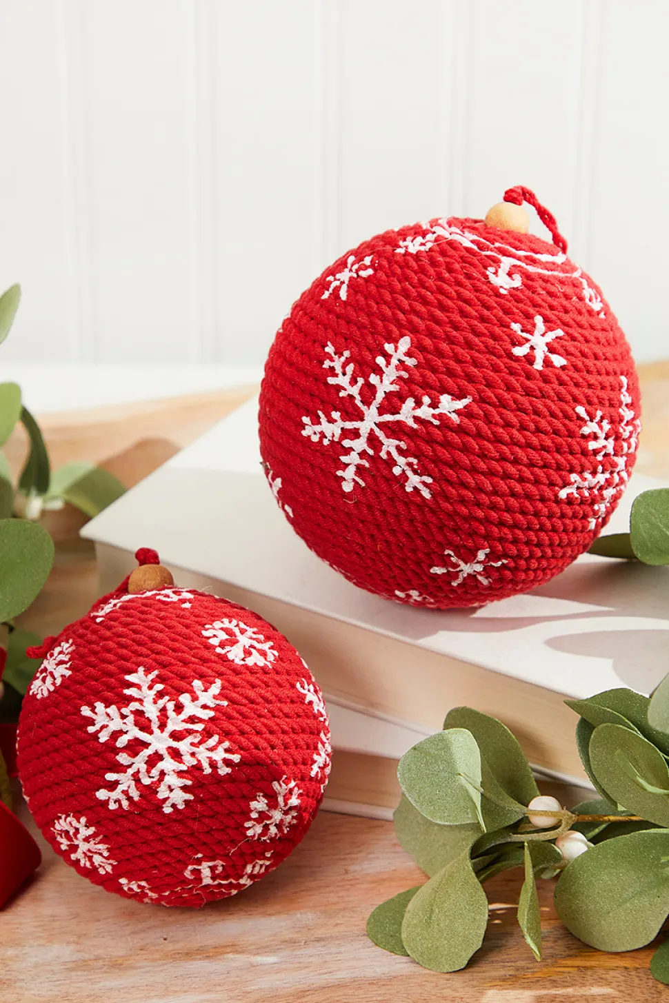 4"-5" Red Cotton Snowflake Ornament
