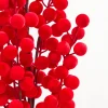 33" Red Flocked Berry Spray