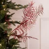 38” Red Glitter Dragon Fern Spray