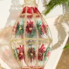 4"-6" Red/Green Faceted Glass Ball/Finial Ornament