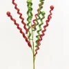 33" Red & Green Glitter Curly Spray