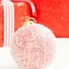 4" Red Snow Stripe Ball Ornament