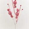 32" Red & White Candy Glitter Grass Spray