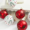 5" Red/White Christmas Ball Ornaments - Set of 6