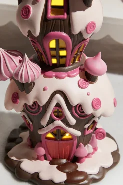 Resin Candy House with Led - Brown Pink