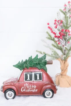 11.5” Resin Countdown Calendar Holiday Truck with Christmas Tree